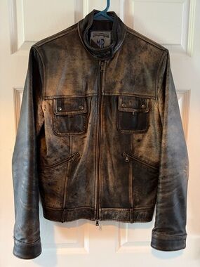 Distressed Brown Leather Jacket Unisex